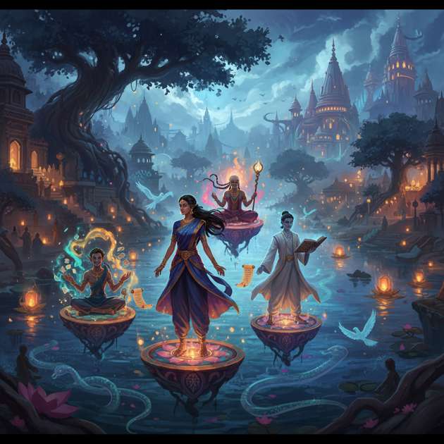 Lanterns of the Ganges - Jabali AI Poster
