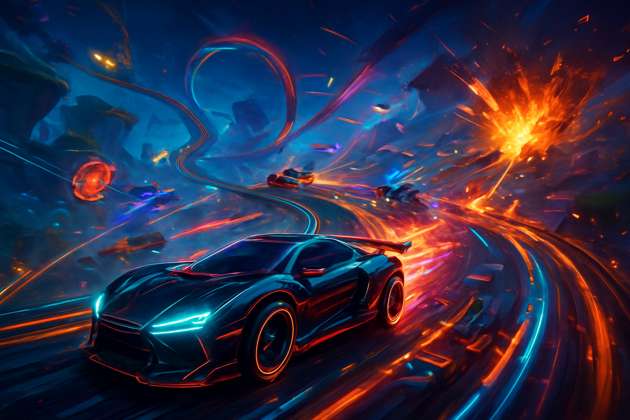 Neon Rail Rivals - Jabali AI Poster