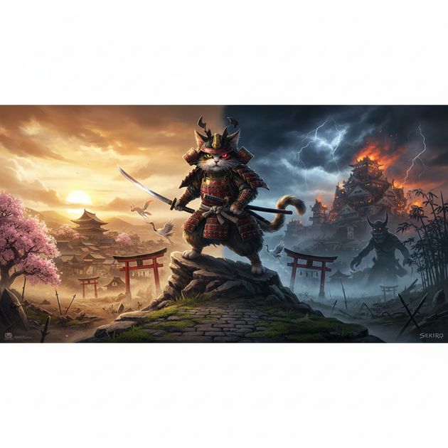 Cat Samurai - Jabali AI Poster