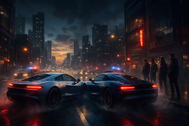 Neon Rush City - Jabali AI Poster