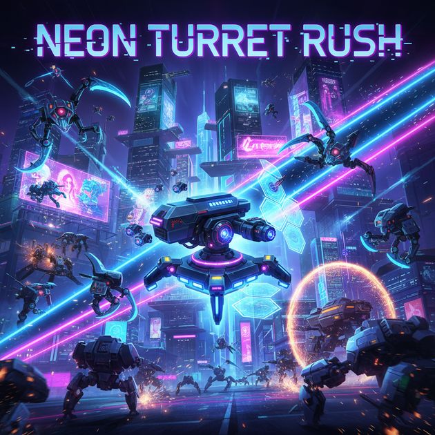 Neon Turret Rush - Jabali AI Poster
