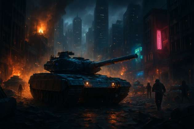 Neon City Ironclad - Jabali AI Poster