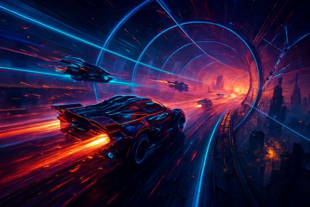 Neon Hyperloop Havoc - Jabali AI Poster