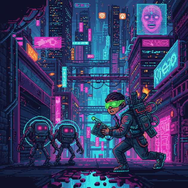 Neon Grid Run - Jabali AI Poster