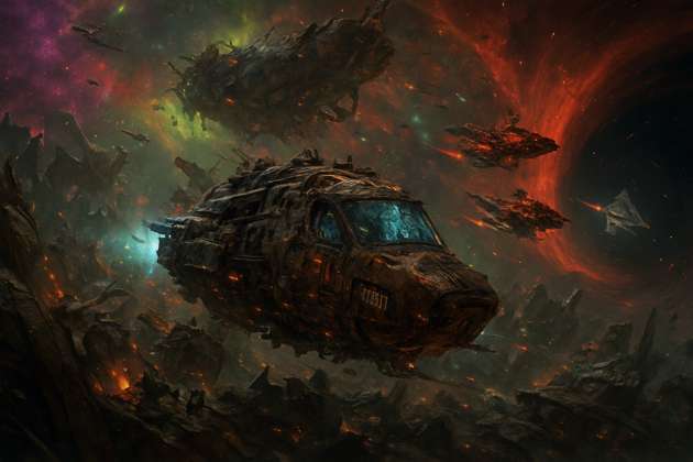 Nebula Drifter: Void Salvager - Jabali AI Poster