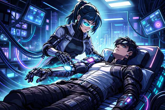 Neon Surge: Cyber Clinic Chaos - Jabali AI Poster