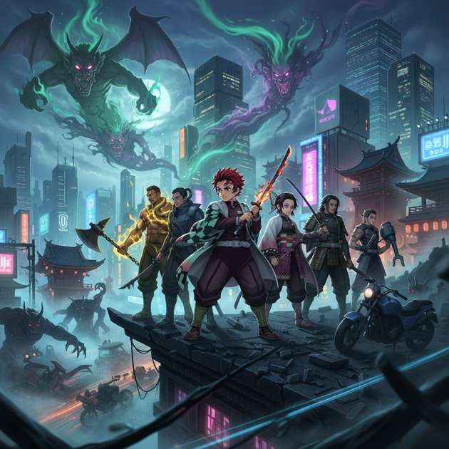 City of Demon Blades - Jabali AI Poster