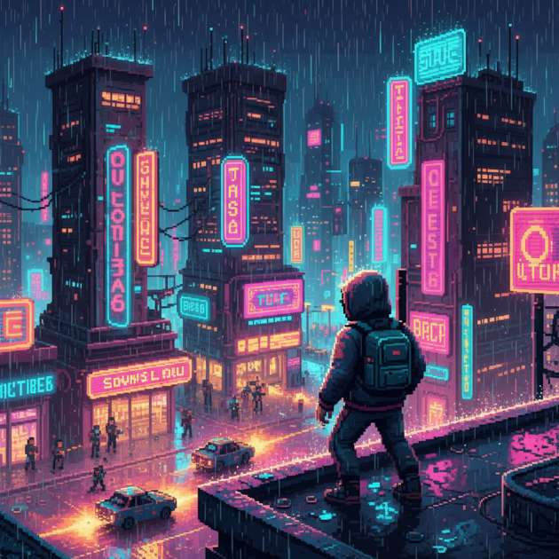 Neon Rain Rush - Jabali AI Poster
