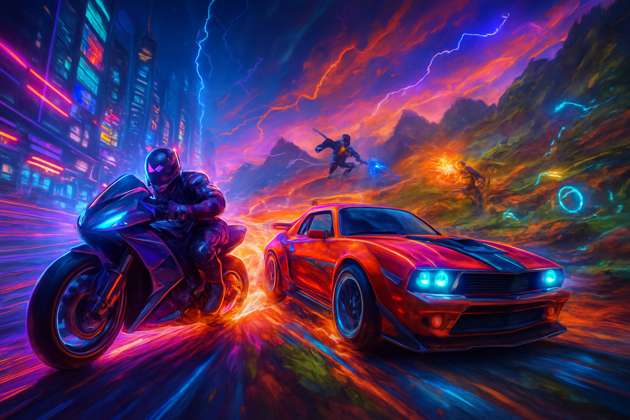 Neon Velocity: Combat Rush - Jabali AI Poster