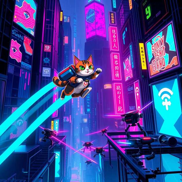 Neon Sushi Skyways - Jabali AI Poster