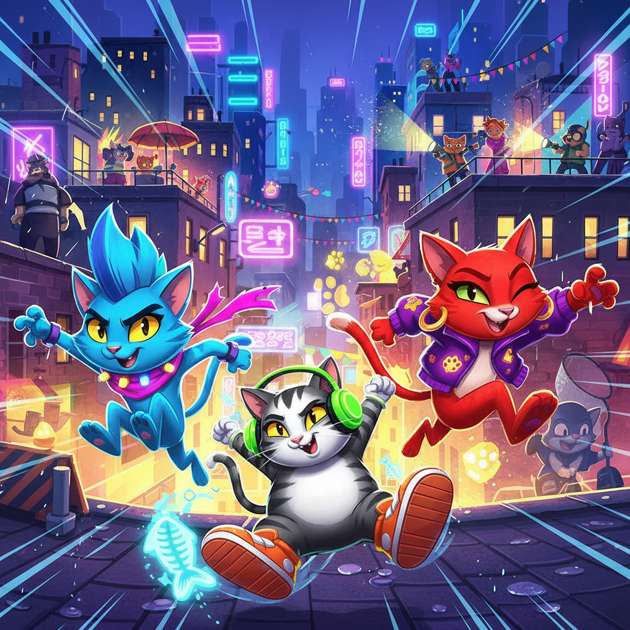 Rooftop Cat Rebellion - Jabali AI Poster