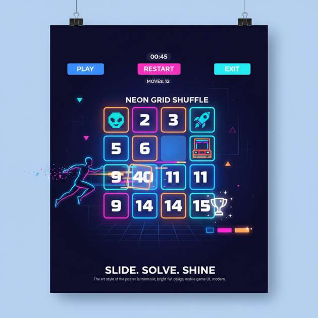 Neon Grid Shuffle - Jabali AI Poster