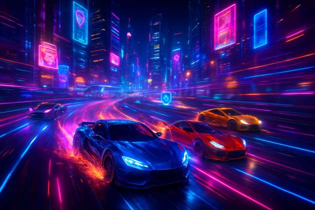 Neon Highway Duel - Jabali AI Poster