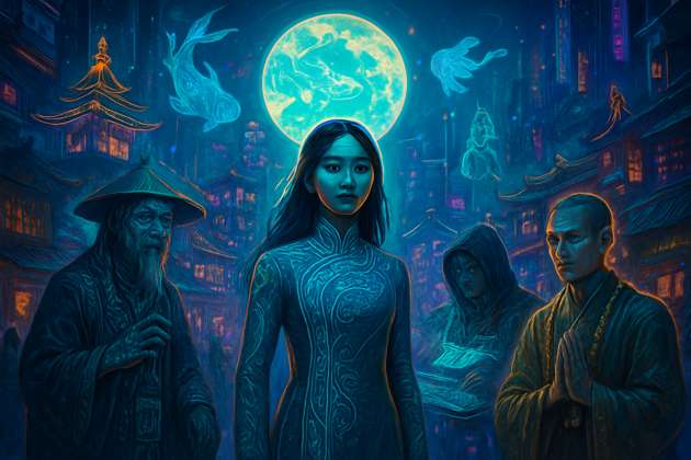 Neon Spirits: Linh's Harmony - Jabali AI Poster