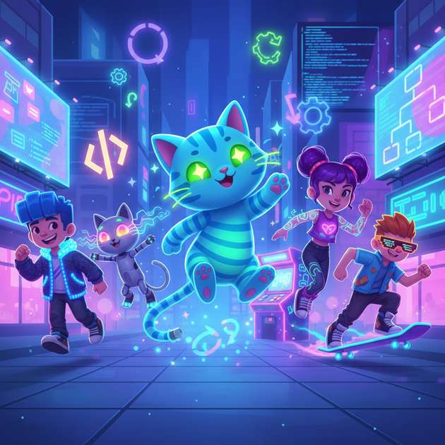 Neon Code Quest - Jabali AI Poster