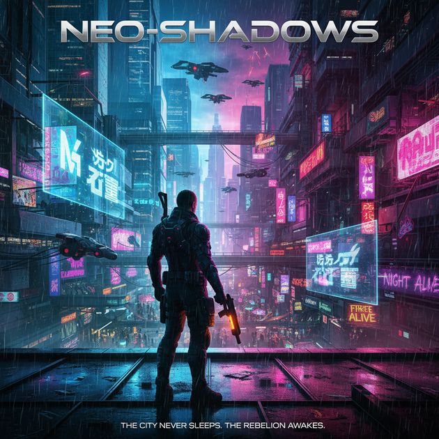 City of Neon Divide - Jabali AI Poster