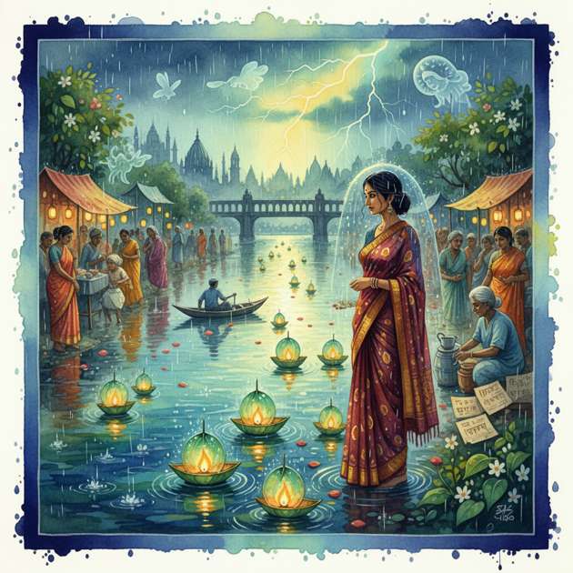 Lanterns Upon Monsoon Rivers - Jabali AI Poster