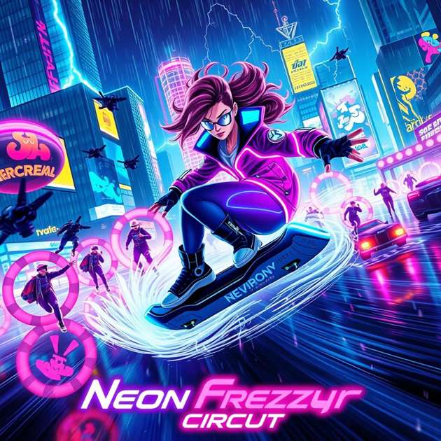Neon Frenzy Circuit - Jabali AI Poster