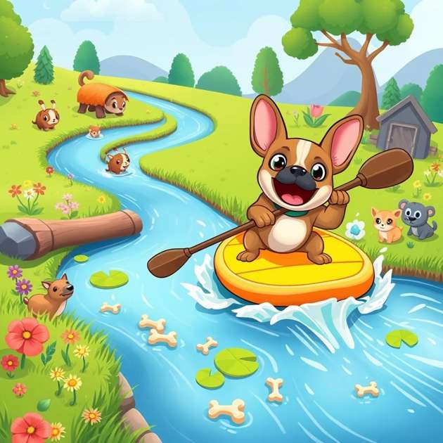 Paddle Adventures With TJ The Frenchie - Jabali AI Poster