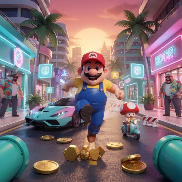 Vice Mario Adventures - Jabali AI Poster