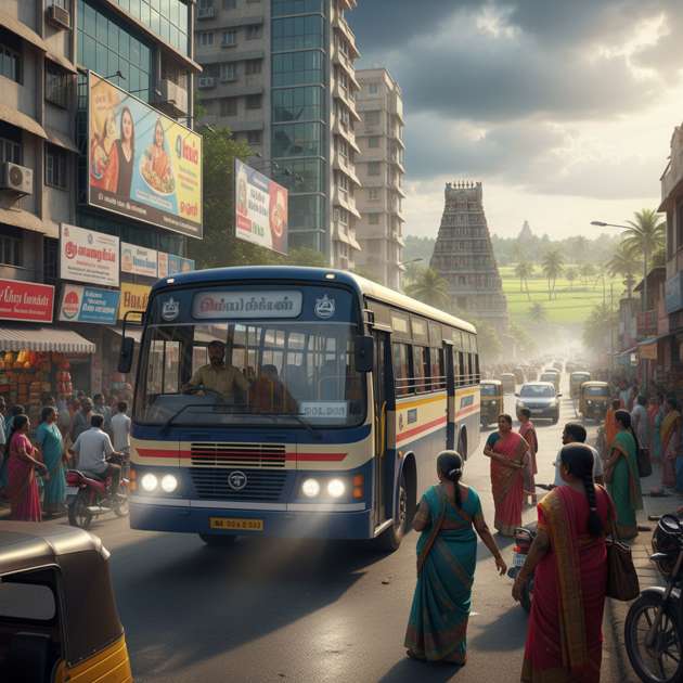 Tamil Nadu Bus Journey - Jabali AI Poster