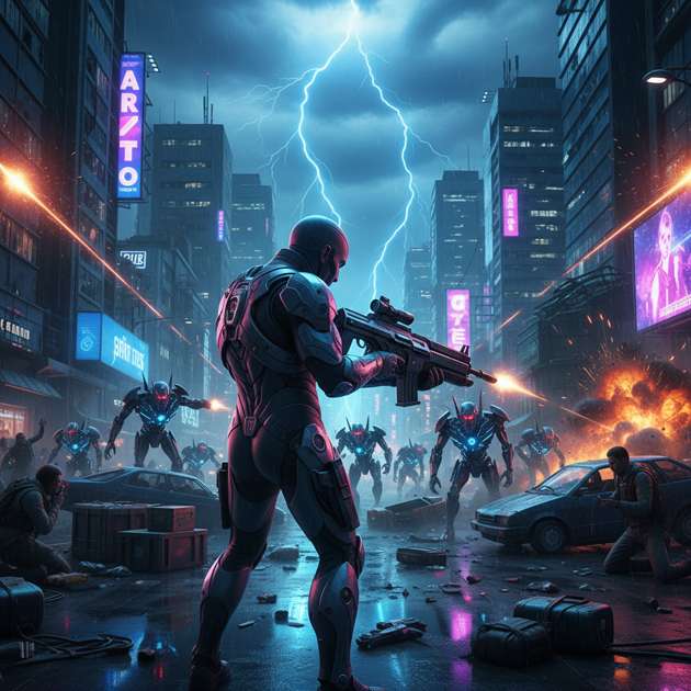 Neon City Resistance - Jabali AI Poster