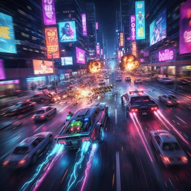 Neon Getaway: Urban Heist - Jabali AI Poster