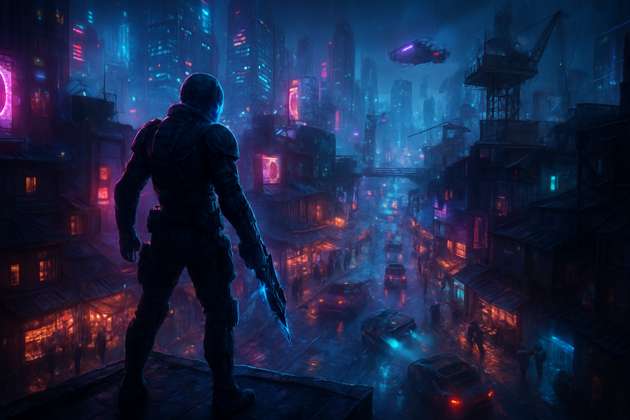 Neon Grid District - Jabali AI Poster