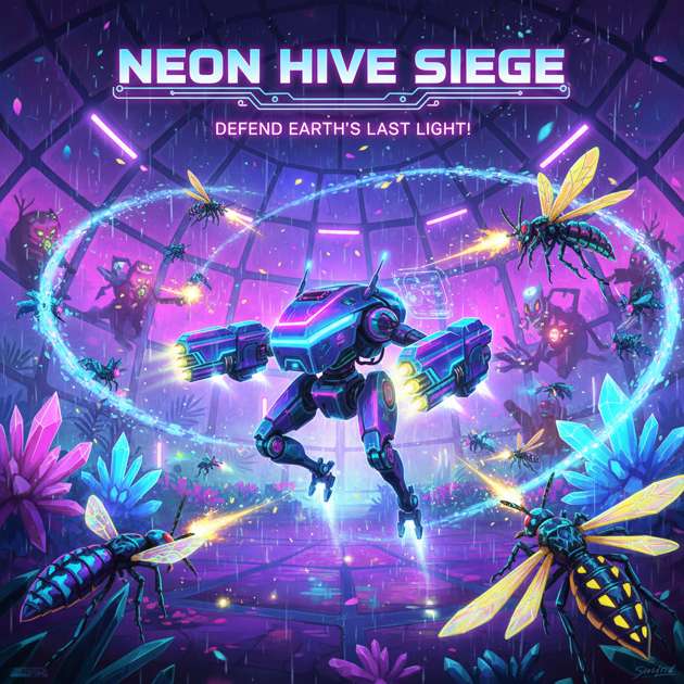 Neon Hive Siege - Jabali AI Poster