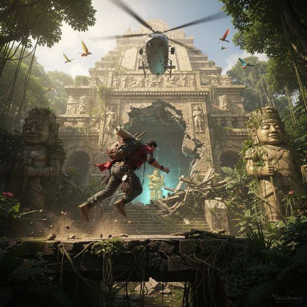 Temple Drop Adventure - Jabali AI Poster