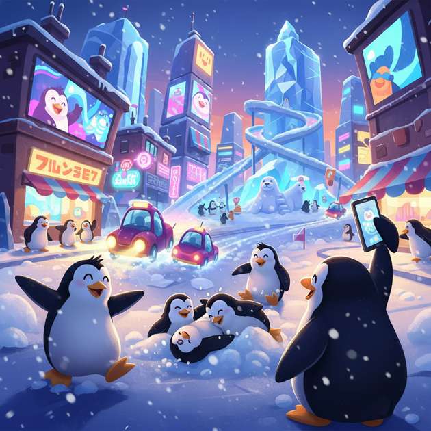 Penguin City Playtime - Jabali AI Poster