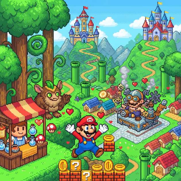 Mario's Blockland Adventure - Jabali AI Poster