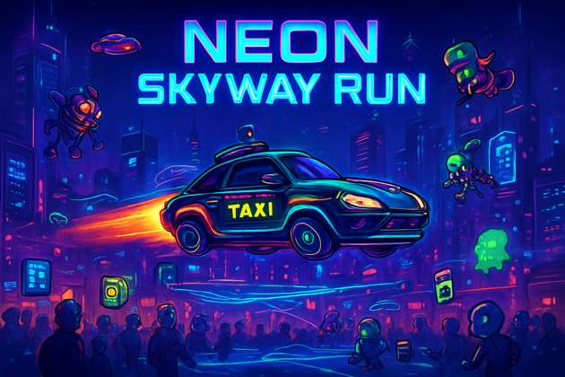 Neon Skyway Run - Jabali AI Poster
