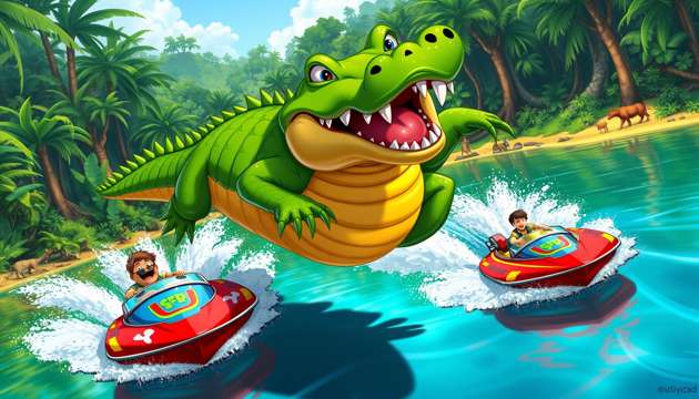 Crocodile Crossing - Jabali AI Poster