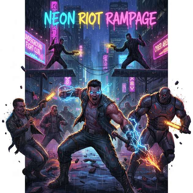 Neon Riot Rampage - Jabali AI Poster