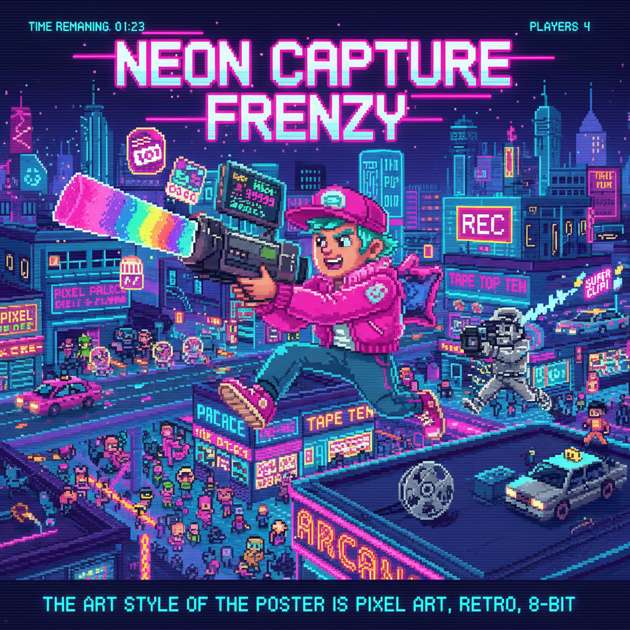 Neon Capture Frenzy - Jabali AI Poster
