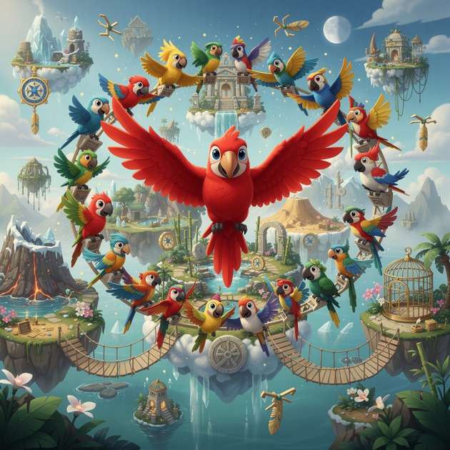 Skyrealm Parrot Quest - Jabali AI Poster