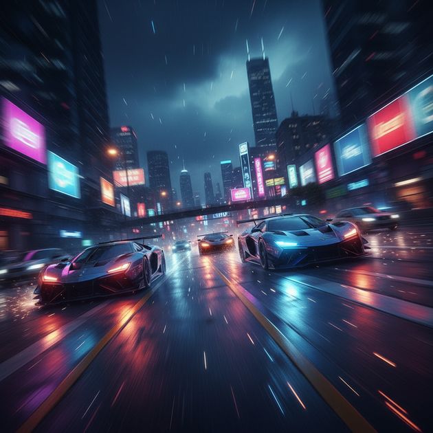 Neon Highway Rivals - Jabali AI Poster