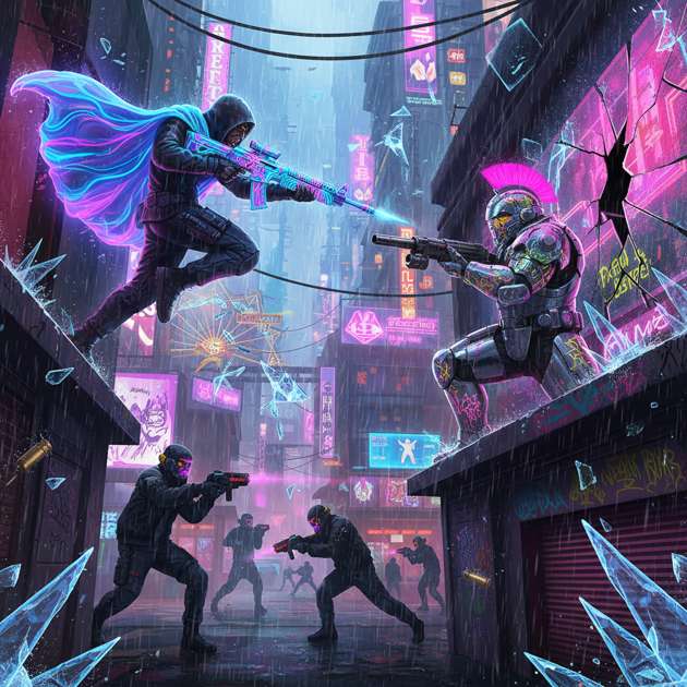 Neon Rift: Shadow Circuit - Directional Shooter by Jabali AI