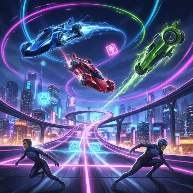 Neon Skyline Overdrive - Jabali AI Poster