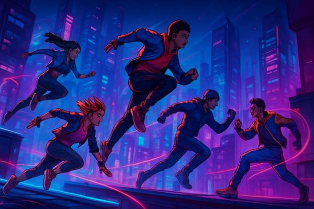 Neon Run: Parkour Rivals - Jabali AI Poster