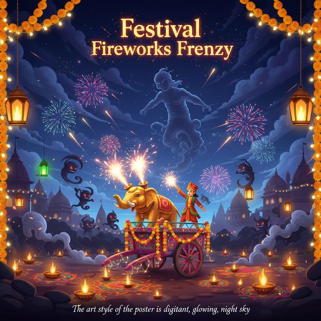 Festival Fireworks Frenzy - Jabali AI Poster