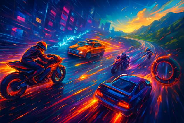 Neon Rush: Road Wars - Jabali AI Poster