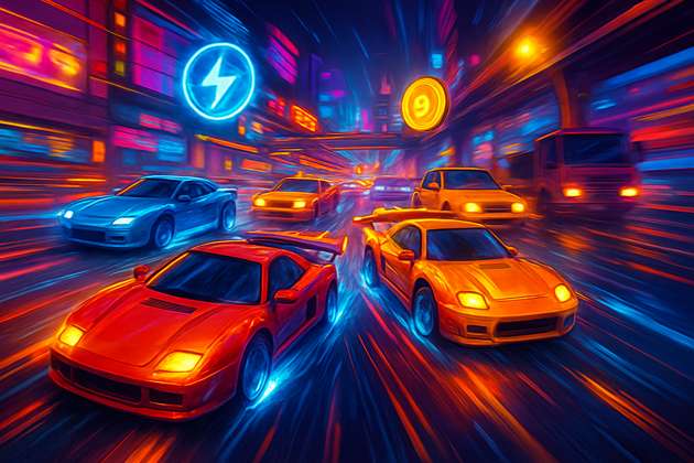 Neon Highway Rivals - Jabali AI Poster