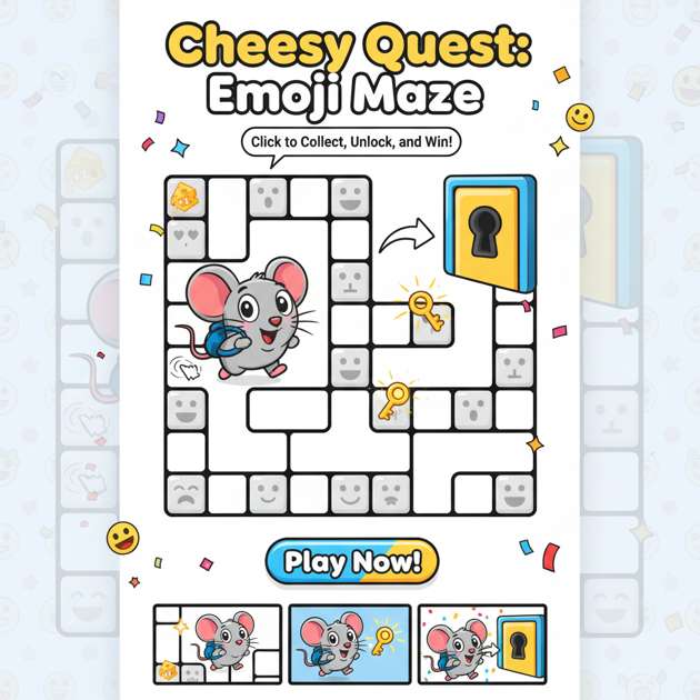 Cheesy Quest: Emoji Maze - Jabali AI Poster