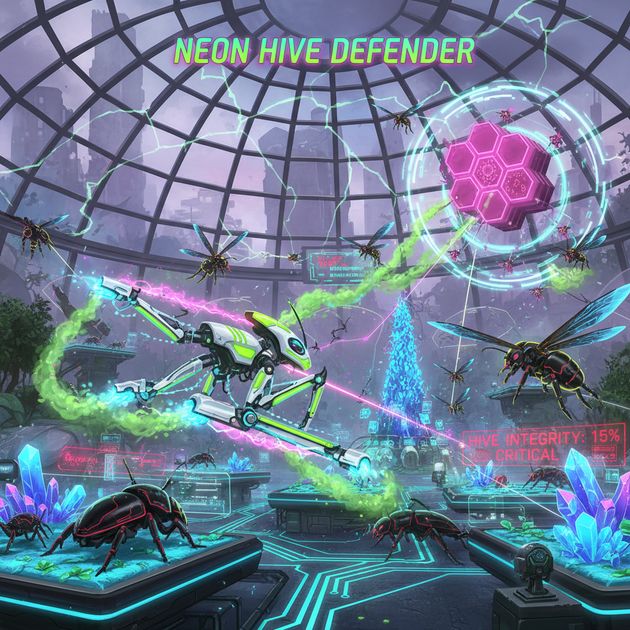 Neon Hive Defender - Jabali AI Poster
