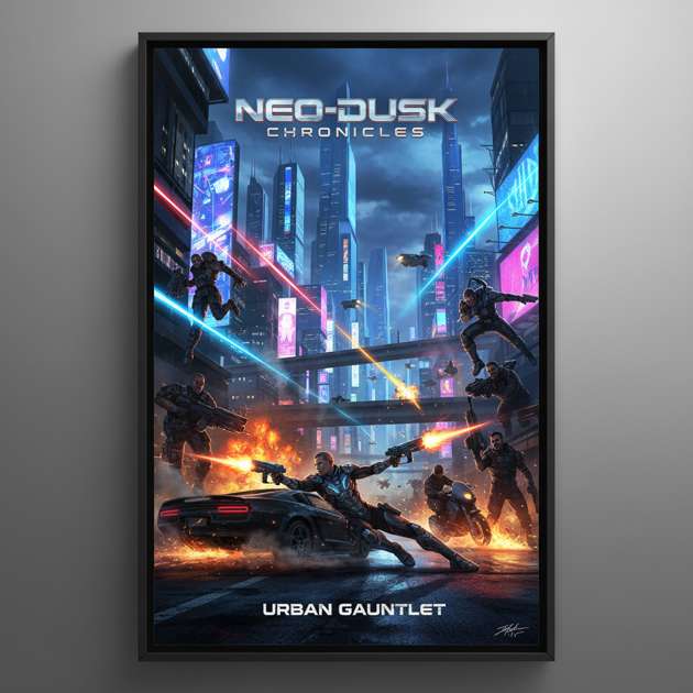 Neon City Strife - Jabali AI Poster