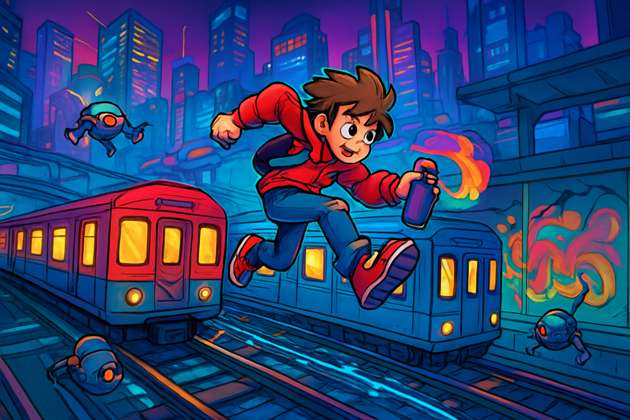 Neon Rail Runners - Jabali AI Poster