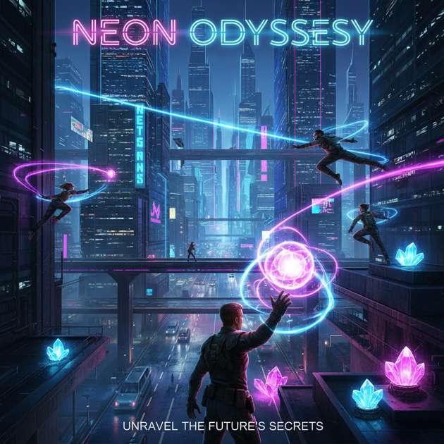 Neon Crystal City - Jabali AI Poster