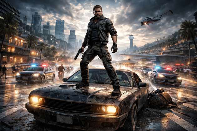 Neon Outlaw City - Jabali AI Poster